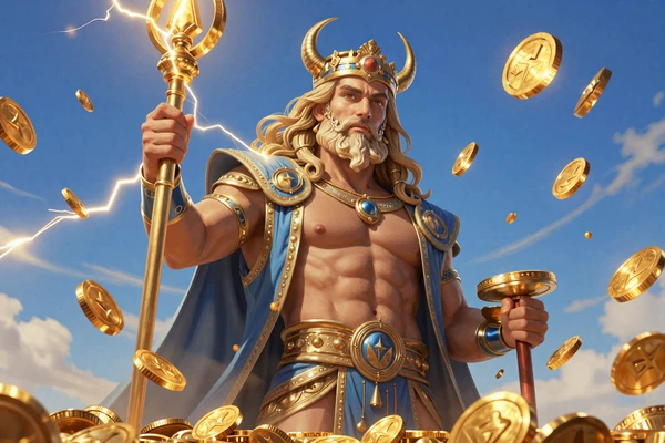 Gates of Olympus Slot von Pragmatic Play mit Zeus-Symbol und Goldm&uuml;nzen